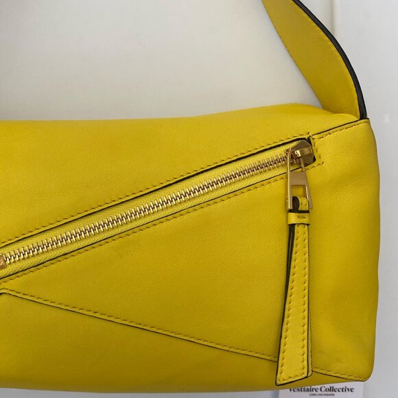 LOEWE Discontinued Hobo Puzzle Leather Shoulder Bag in Lemon - Picture 5 of 13